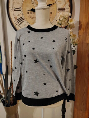 Splendid Gray Star Print Sweatshirt | Small